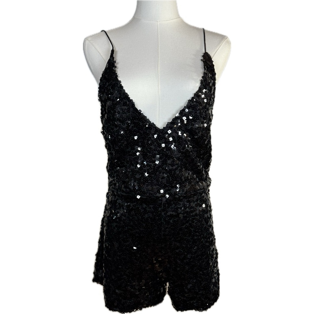 MOTEL Vanille Black Sequin Romper Size Small